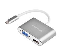SilverStone Technology Adaptador USB Tipo C a VGA y HDMI, HDMI soporta 4Kx2K@30Hz, Soporte VGA 1920x1200@120Hz, Pantalla Dual simultáneamente, carbón Vegetal