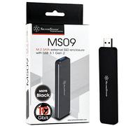 SilverStone Technology M.2 SATA SSD a USB 3.1 Gen 2 recinto con Aluminio retráctil USB Tipo A Carcasa en Negro MS09B