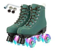 Silvertree Patines de ruedas para mujeres y hombres, de piel sintética de alta calidad para adultos, patines de ruedas iluminadas, patines de cuatro ruedas brillantes para niñas y niños, unisex