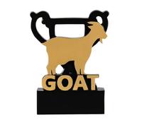 SilverTrophy: GOAT Trophy Mini Cup Award, Legend, Greatest of All Time, MVP, ganador, juego de equipo, deportes, pub, noche de juegos, gimnasio, club escolar, fiesta infantil, negro y dorado, 8 cm