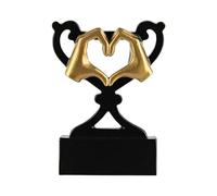 SilverTrophy: Mini taza de regalo para amigos, parejas, aniversario, matrimonio, regalo de compromiso, símbolo de corazón, recuerdo de agradecimiento, negro y dorado, 8 cm, premio de trofeo