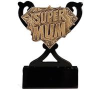 SilverTrophy: Premio Super Mum, trofeo de agradecimiento a la mejor mamá del mundo, regalo de agradecimiento, nueva mamá, mamá heroína, regalo de niños, mini taza negra y dorada, recuerdo