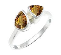 SILVERTROVE Anillo chapado en plata banda con piedras preciosas Andalusite coltivato in laboratorio para hombre y mujer joyería CRG1260AZ_65 (207)