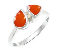 SILVERTROVE Anillo chapado en plata banda con piedras preciosas Corniola para hombre y mujer joyería hecha a mano CRG1260AF_71 (226)
