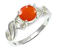 SILVERTROVE Anillo chapado en plata banda con piedras preciosas Corniola para hombre y mujer joyería hecha a mano CRG1257AF_65 (207)