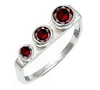 SILVERTROVE Anillo chapado en plata banda con piedras preciosas Granato para hombre y mujer joyería hecha a mano CRG1265AB_65 (207)