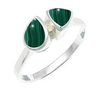 SILVERTROVE Anillo chapado en plata banda con piedras preciosas Malachite para hombre y mujer joyería hecha a mano CRG1260CB_71 (226)