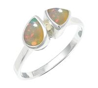 SILVERTROVE Anillo chapado en plata banda con piedras preciosas Opale para hombre y mujer todos los tamaños joyería CRG1260BE_71 (226)