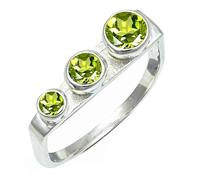 SILVERTROVE Anillo chapado en plata banda con piedras preciosas Peridoto para hombre y mujer joyería hecha a mano CRG1265AJ_57 (181)