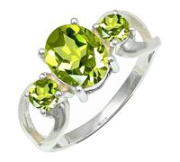 SILVERTROVE Anillo chapado en plata banda con piedras preciosas Peridoto para hombre y mujer joyería hecha a mano CRG1264AJ_67 (213)