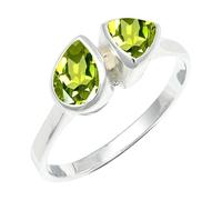SILVERTROVE Anillo chapado en plata banda con piedras preciosas Peridoto para hombre y mujer joyería hecha a mano CRG1260AJ_71 (226)