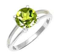 SILVERTROVE Anillo chapado en plata banda con piedras preciosas Peridoto para hombre y mujer joyería hecha a mano CRG1258AJ_65 (207)