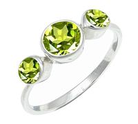 SILVERTROVE Anillo chapado en plata banda con piedras preciosas Peridoto para hombre y mujer joyería hecha a mano CRG1263AJ_61 (194)