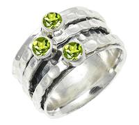 SILVERTROVE Anillo chapado en plata banda con piedras preciosas Peridoto para hombre y mujer joyería hecha a mano CRG1269AJ_55 (175)