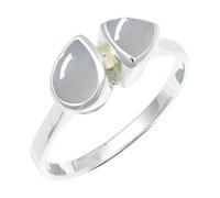 SILVERTROVE Anillo chapado en plata banda con piedras preciosas Pietra di luna bianca para hombre y mujer joyería hecha a mano CRG1260BP_71 (226)