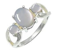 SILVERTROVE Anillo chapado en plata banda con piedras preciosas Pietra di luna bianca para hombre y mujer joyería hecha a mano CRG1264BP_64 (204)