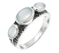 SILVERTROVE Anillo chapado en plata banda con piedras preciosas Pietra di luna bianca para hombre y mujer joyería hecha a mano CRG1262BP_49 (156)