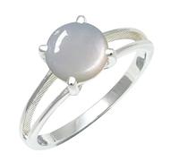 SILVERTROVE Anillo chapado en plata banda con piedras preciosas Pietra di luna bianca para hombre y mujer joyería hecha a mano CRG1258BP_51 (162)