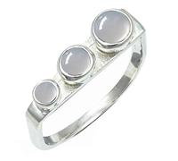 SILVERTROVE Anillo chapado en plata banda con piedras preciosas Pietra di luna bianca para hombre y mujer joyería hecha a mano CRG1265BP_73 (232)