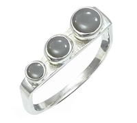 SILVERTROVE Anillo chapado en plata banda con piedras preciosas Pietra di luna grigia para hombre y mujer joyería CRG1265BQ_65 (207)