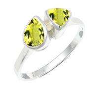 SILVERTROVE Anillo chapado en plata banda con piedras preciosas Quarzo limone coltivato in laboratorio para hombre y mujer joyería CRG1260BA_71 (226)