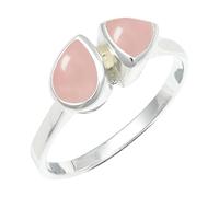 SILVERTROVE Anillo chapado en plata banda con piedras preciosas Quarzo rosa para hombre y mujer joyería hecha a mano CRG1260BX_71 (226)