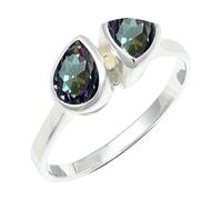 SILVERTROVE Anillo chapado en plata banda con piedras preciosas Topazio mistico para hombre y mujer todos los tamaños joyería CRG1260AG_71 (226)