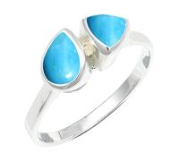 SILVERTROVE Anillo chapado en plata banda con piedras preciosas Turchese di laboratorio para hombre y mujer joyería hecha a mano CRG1260BT_71 (226)