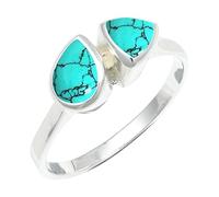 SILVERTROVE Anillo chapado en plata banda con piedras preciosas Turchese sintetico para hombre y mujer todos los tamaños joyería CRG1260BU_71 (226)
