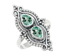 SILVERTROVE Anillo chapado en plata con piedras preciosas Acquamarina coltivato in laboratorio para hombre y mujer Artículo de Joyería CRG1273AY_75 (239)