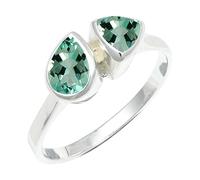 SILVERTROVE Anillo chapado en plata con piedras preciosas Acquamarina coltivato in laboratorio para hombre y mujer Joyería CRG1260AY_49 (156)