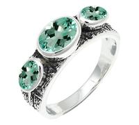 SILVERTROVE Anillo chapado en plata con piedras preciosas Acquamarina coltivato in laboratorio para hombre y mujer Joyería CRG1262AY_70 (223)