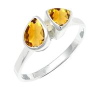 SILVERTROVE Anillo chapado en plata con piedras preciosas Citrino para hombre y mujer Artículo de regalo Joyería artesanal CRG1260AI_71 (226)