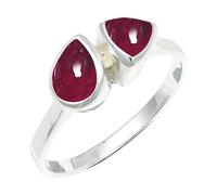 SILVERTROVE Anillo chapado en plata con piedras preciosas Granato cabochon para hombre y mujer Artículo Joyería artesanal CRG1260BS_65 (207)