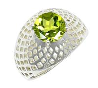 SILVERTROVE Anillo chapado en plata con piedras preciosas Peridoto para hombre y mujer Artículo de regalo Joyería artesanal CRG1256AJ_48 (153)