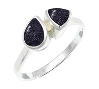 SILVERTROVE Anillo chapado en plata con piedras preciosas Pietra del sole sintetica para hombre y mujer Artículo Joyería artesanal CRG1260CA_71 (226)