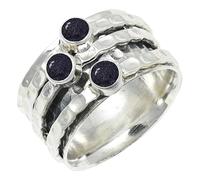 SILVERTROVE Anillo chapado en plata con piedras preciosas Pietra del sole sintetica para hombre y mujer Artículo regalo Joyería artesanal CRG1269CA_66 (210)
