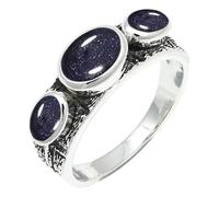 SILVERTROVE Anillo chapado en plata con piedras preciosas Pietra del sole sintetica para hombre y mujer Artículo regalo Joyería artesanal CRG1262CA_58 (185)