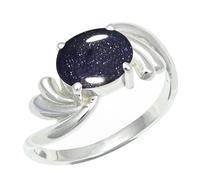 SILVERTROVE Anillo chapado en plata con piedras preciosas Pietra del sole sintetica para hombre y mujer Artículo regalo Joyería artesanal CRG1259CA_48 (153)