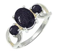 SILVERTROVE Anillo chapado en plata con piedras preciosas Pietra del sole sintetica para hombre y mujer Artículo regalo Joyería artesanal CRG1264CA_66 (210)