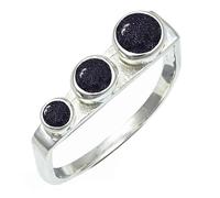 SILVERTROVE Anillo chapado en plata con piedras preciosas Pietra del sole sintetica para hombre y mujer Artículo de regalo Joyería artesanal CRG1265CA_55 (175)