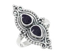 SILVERTROVE Anillo chapado en plata con piedras preciosas Pietra del sole sintetica para hombre y mujer Artículo de regalo Joyería artesanal CRG1273CA_63 (201)