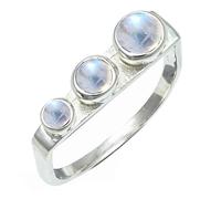 SILVERTROVE Anillo chapado en plata con piedras preciosas Pietra di luna arcobaleno para hombre y mujer Artículo regalo Joyería CRG1265BO_53 (169)