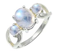 SILVERTROVE Anillo chapado en plata con piedras preciosas Pietra di luna arcobaleno para hombre y mujer Artículo regalo Joyería CRG1264BO_69 (220)