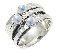 SILVERTROVE Anillo chapado en plata con piedras preciosas Pietra di luna arcobaleno para hombre y mujer Artículo regalo Joyería CRG1269BO_73 (232)