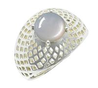 SILVERTROVE Anillo chapado en plata con piedras preciosas Pietra di luna bianca para hombre y mujer Artículo de regalo Joyería artesanal CRG1256BP_68 (216)
