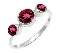 SILVERTROVE Anillo chapado en plata con piedras preciosas Rubellite coltivato in laboratorio para hombre y mujer Joyería CRG1263AQ_65 (207)