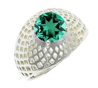 SILVERTROVE Anillo chapado en plata con piedras preciosas Smeraldo coltivato in laboratorio para hombre y mujer Joyería artesanal CRG1256AN_65 (207)