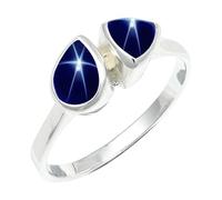 SILVERTROVE Anillo chapado en plata con piedras preciosas Zaffiro blu Linde Star coltivato in laboratorio para hombre y mujer Joyería CRG1260BG_71 (226)