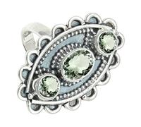 SILVERTROVE Anillo chapado en plata piedras preciosas Ametista verde para hombre y mujer joyería CRG1274AL_55 (175)
